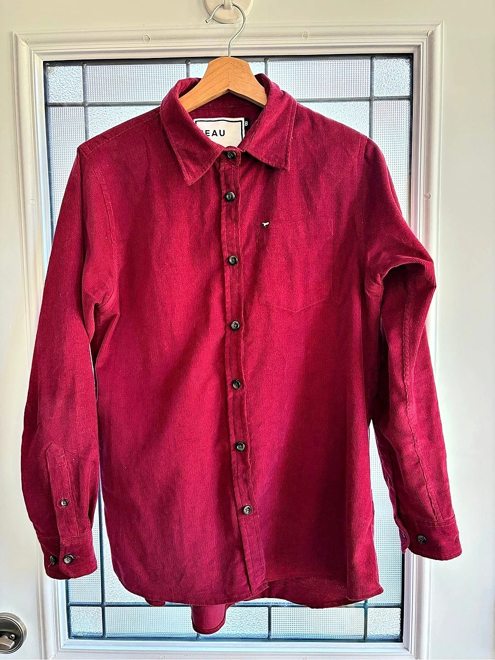 Peau De Loup Corduroy Button Down in Red Size 8 Like New